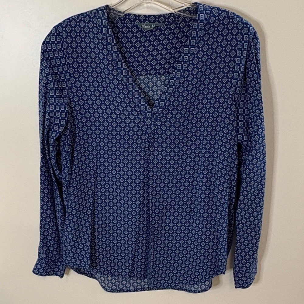 Fleur Bleue Elegant Blue Geometric Women's Blouse